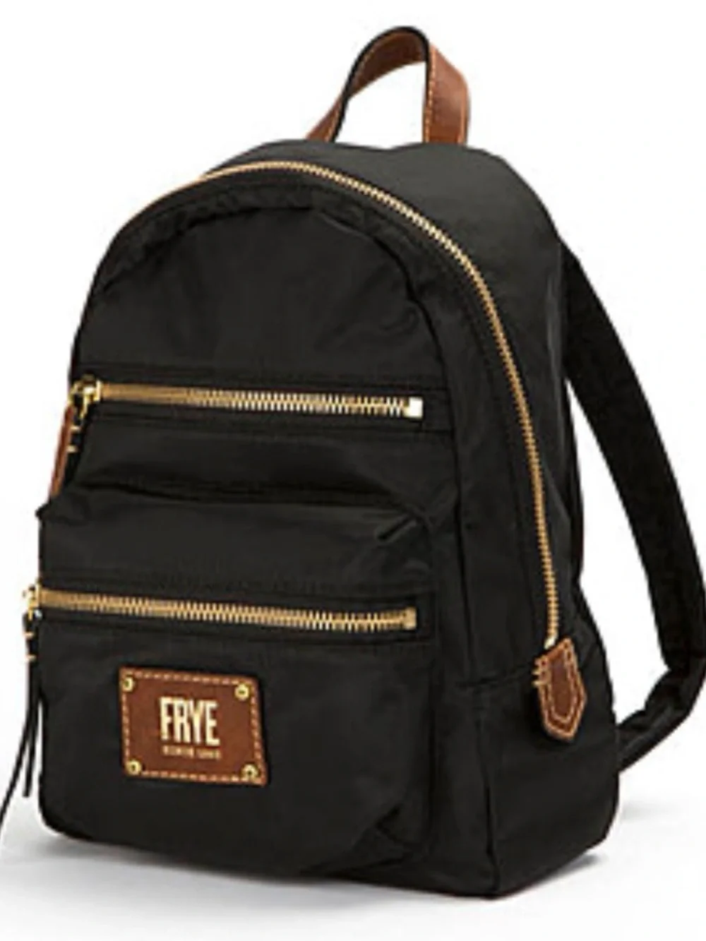 Frye Black Backpack with Brown Leather Accents and Gold  display picture 2